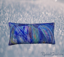 Load image into Gallery viewer, Pillowcase Blue Green 24 x 12 Pillow by Toronto Artist Rachael Grad back