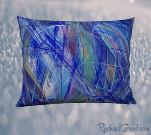 Pillowcase 26 x 20 with Blue Green Abstract Art by Artist Rachael Grad back