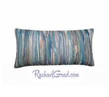 Load image into Gallery viewer, Pillowcase Blue Grey Stripes Pillows by Toronto Artist Rachael Grad front