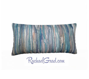 Pillowcase Blue Grey Stripes Pillows by Toronto Artist Rachael Grad front