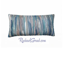 Load image into Gallery viewer, Pillowcase Blue Grey Stripes Pillows by Toronto Artist Rachael Grad back