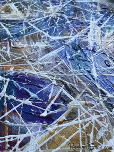 Blue White Abstract Marks Painting Artwork Detail Closeup by Artist Rachael Grad