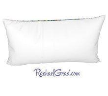 Load image into Gallery viewer, Silk Bed Pillowcase back with Rainbow Striped Art by Toronto Artist Rachael Grad