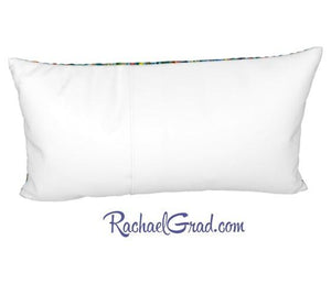Silk Bed Pillowcase back with Rainbow Striped Art by Toronto Artist Rachael Grad