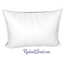 Load image into Gallery viewer, Silk Bed Pillowcase back with Rainbow Striped Art by Canadian Artist Rachael Grad