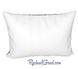 Silk Bed Pillowcase back with Rainbow Striped Art by Canadian Artist Rachael Grad
