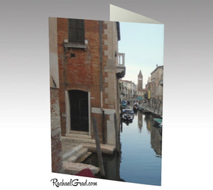 Canal reds venice italy card note-Stationery Card- back Canadian Artist Rachael Grad