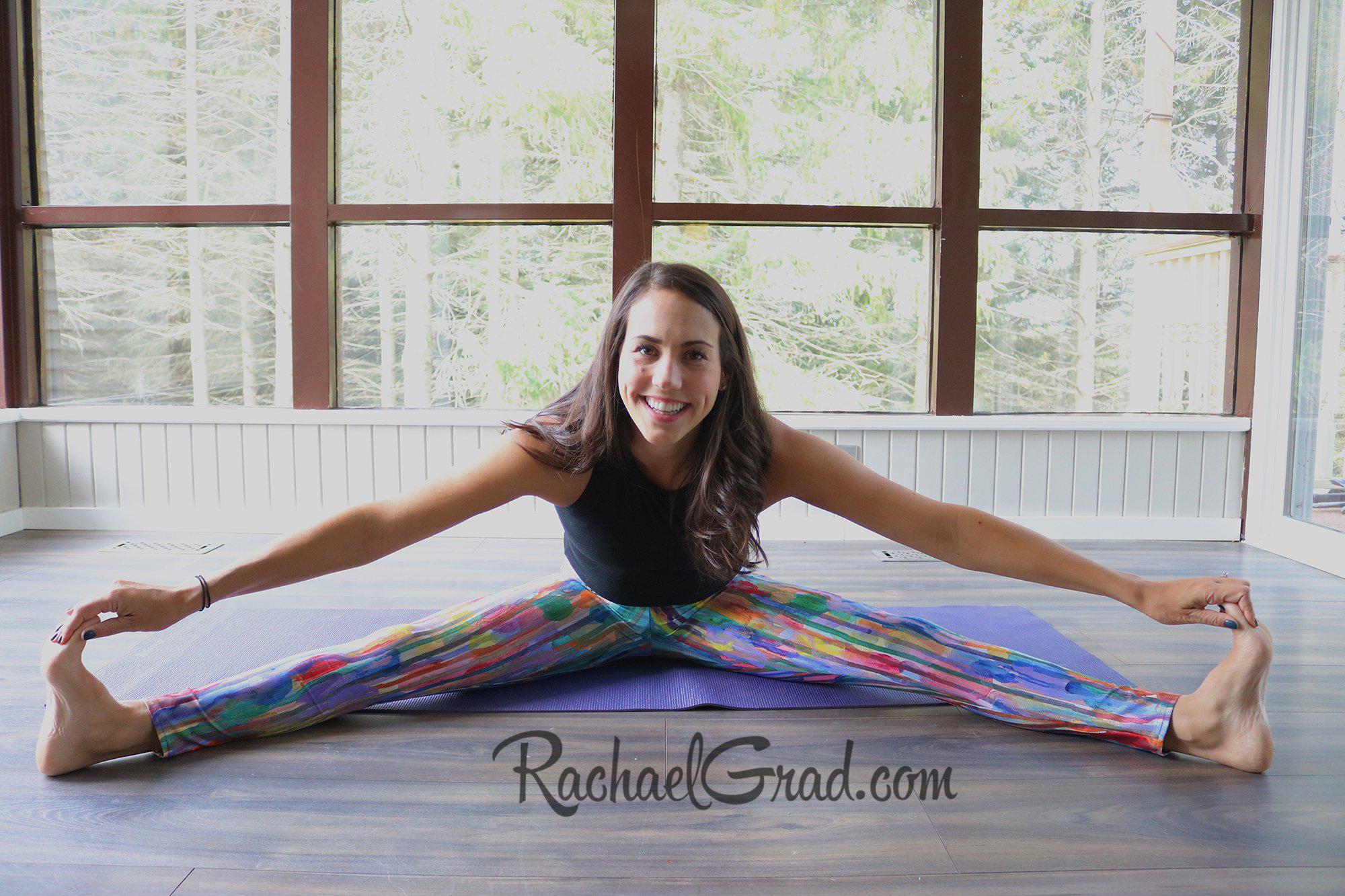 Women's Yoga Leggings with Rainbow Stripes Art by Artist Rachael Grad