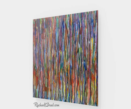 Colorful Abstract Prints | 24 x 20 High Gloss Abstract Art, Striped Artwork Green Blue Red Yellow Purple Multicolor Lines Artwork Wall Decor by Toronto Artist Rachael Grad