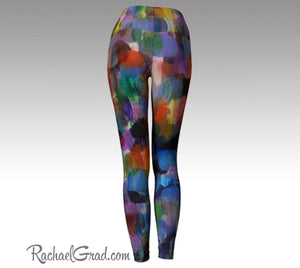 Colorful Yoga Leggings, Womens Tights, Art Fitness Wear by Artist Rachael Grad