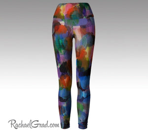 Colorful Women Leggings Art Legging Pants by Artist Rachael Grad back 