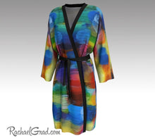Load image into Gallery viewer, Colorful Bathrobe, Art Robes for Women, Holiday Gift for Her, Multicolor Peignoir Bathrobes, Original Art Robe, Abstract Art Brides Robes by Artist Rachael Grad front