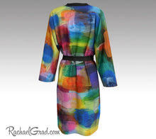 Load image into Gallery viewer, Colorful Bathrobe, Art Robes for Women, Holiday Gift for Her, Multicolor Peignoir Bathrobes, Original Art Robe, Abstract Art Brides Robes by Artist Rachael Grad back