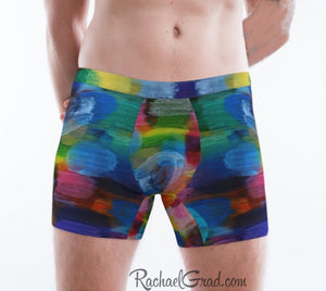 Colorful Mens Boxer Briefs, Abstract Art Underwear, Color Art Men's Briefs by Artist Rachael Grad