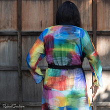 Load image into Gallery viewer, Colourful Bathrobe on Toronto Artist Rachael Grad back view