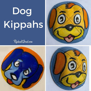 Hand Painted Dog Kippah Yarmulkas Art by Toronto Artist Rachael Grad