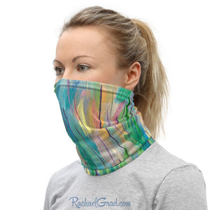 Face Mask with Green Yellow Artwork by Canadian Artist Rachael Grad side view