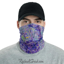 Load image into Gallery viewer, Face Mask Full Coverage with Purple Art by Toronto Artist Rachael Grad front view 
