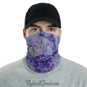 Face Mask Full Coverage with Purple Art by Toronto Artist Rachael Grad front view 