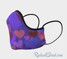 Load image into Gallery viewer, Fabric Face Mask with Hearts Art by Toronto Artist Rachael Grad