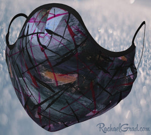 Face Mask with Black Abstract Artwork by Canadian Artist Rachael Grad front