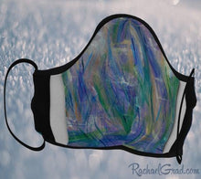 Load image into Gallery viewer, Face Mask with Blue Purple Green Art by Canadian Artist Rachael Grad inside view