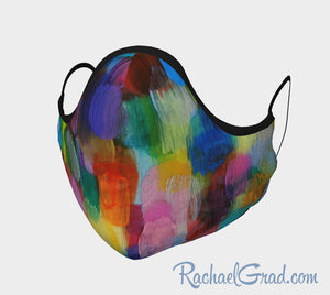 Face Mask with Rainbow Abstract Art by Canadian Artist Rachael Grad front