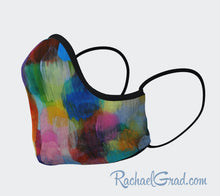 Load image into Gallery viewer, Face Mask with Rainbow Abstract Art by Toronto Artist Rachael Grad side view