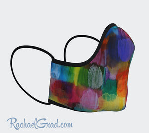 Face Mask with Rainbow Abstract Art by Canadian Artist Rachael Grad side view