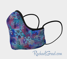 Load image into Gallery viewer, Face Mask with Snowflake Art by Canadian Artist Rachael Grad side view