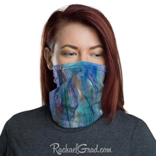 Load image into Gallery viewer, Face mask with full coverage in blue green art by artist Rachael Grad front view
