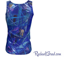 Load image into Gallery viewer, Fitted Tank Top with Blue Abstract Artwork by Toronto Artist Rachael Grad white background back
