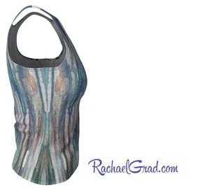Fitted Tank Top with Vertical Stripes Art by Canadian Artist Rachael Grad side view