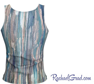 Fitted Tank Top with Vertical Stripes Art by Canadian Artist Rachael Grad