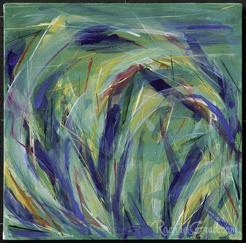 Green Grass Abstract Painting Original Artwork by Artist Rachael Grad