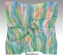 Load image into Gallery viewer, Green Grass Flowers Abstract Art Scarf by Toronto Artist Rachael Grad full view
