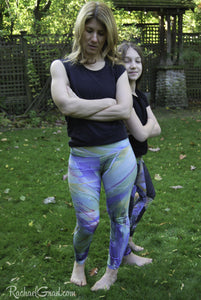 Matching Green Legging Set for Mom and Me by Artist Rachael Grad front view