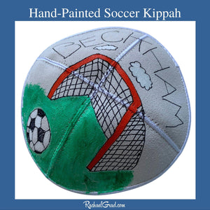 Hand Painted Soccer Kippah by Artist Rachael Grad for Beckham