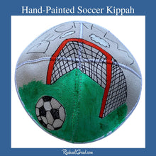 Load image into Gallery viewer, Hand-Painted Soccer Art Kippah by Artist Rachael Grad
