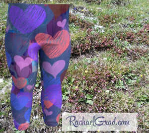 Baby Leggings with Hearts by Artist Rachael Grad, Valentines Gifts for Babies