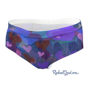 Women's cheeky underwear briefs with hearts by Artist Rachael Grad front