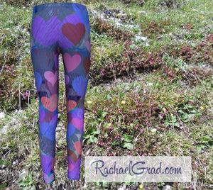 Hearts Kids Leggings Matching Set with Mom by Artist Rachael Grad back view
