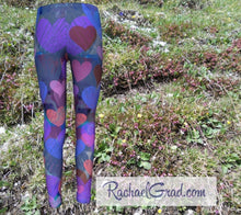 Load image into Gallery viewer, Kids Leggings with Hearts Valentines Gifts for Girls by Rachael Grad back view