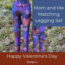 Load image into Gallery viewer, Valentines Gifts for Mom, Mommy and Me Matching Leggings Tights, Mom and Daughter Outfit, Hearts Art Pants Set, Gift for Moms, New Mom Gifts by Artist Rachael Grad