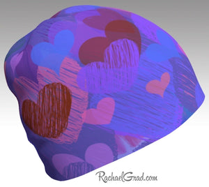 Valentines Day Gifts, Hearts Valentines Winter Hat, Heart Toque Women Kids Beanie Hat Hearts Art Hats Beanie Women Colorful Hats for Her by Artist Rachael Grad