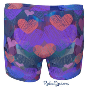 Hearts Boxer Briefs Underwear for Men by Artist Rachael Grad back