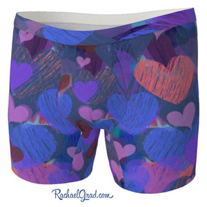 Hearts Boxer Briefs Underwear for Men by Artist Rachael Grad front