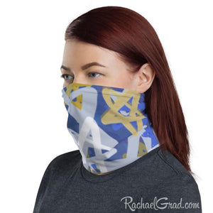 stars face mask with full coverage by Canadian Artist Rachael Grad on woman side view