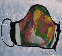 Load image into Gallery viewer, Made in Canada Face Masks with Yellow and Green Abstract Art inside view