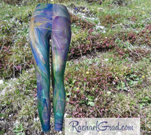 Load image into Gallery viewer, Maia Women&#39;s leggings in blue by Toronto artist Rachael Grad back view